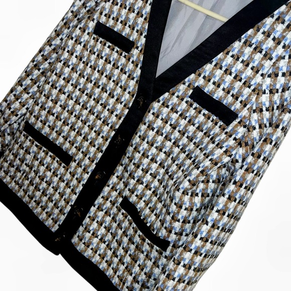 Ann Taylor petite 4 tweed blazer blue white black gold 4P  like new nwot - Picture 2 of 5